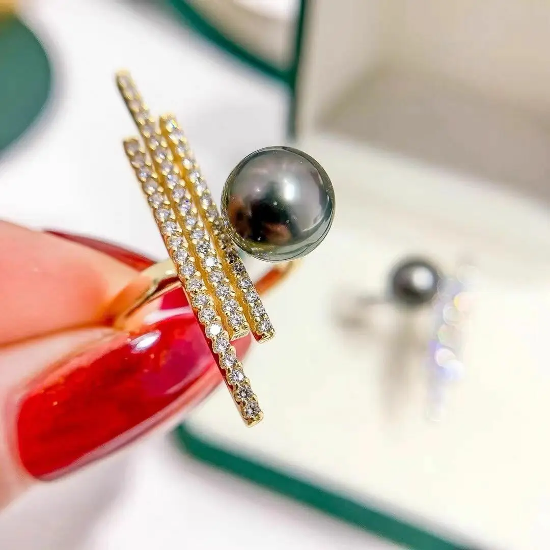 Elegant 10-11mm Tahitian Round Black Green Pearl Ring 925s
Elegant 10-11mm Tahitian Round Black Green Pearl Ring 925s