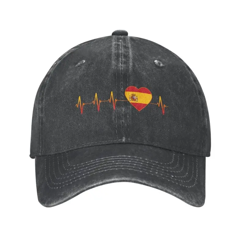 

Fashion Unisex Cotton Spain Heartbeat Baseball Cap Adult Espana Spanish Flag Adjustable Dad Hat for Men Women Hip Hop