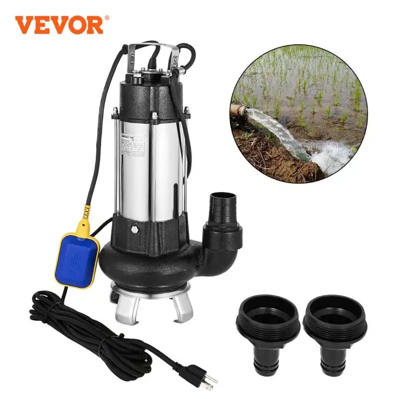 VEVOR 1.5HP Submersible Sewage Pump Sump Pump with 32.8ft Cable and Float Switch 6340GPH Flow for Farmland Irrigation, Car Wash
VEVOR 1.5HP Submersible Sewage Pump Sump Pump with 32.8ft Cable and Float Switch 6340GPH Flow for Farmland Irrigation, Car Wash