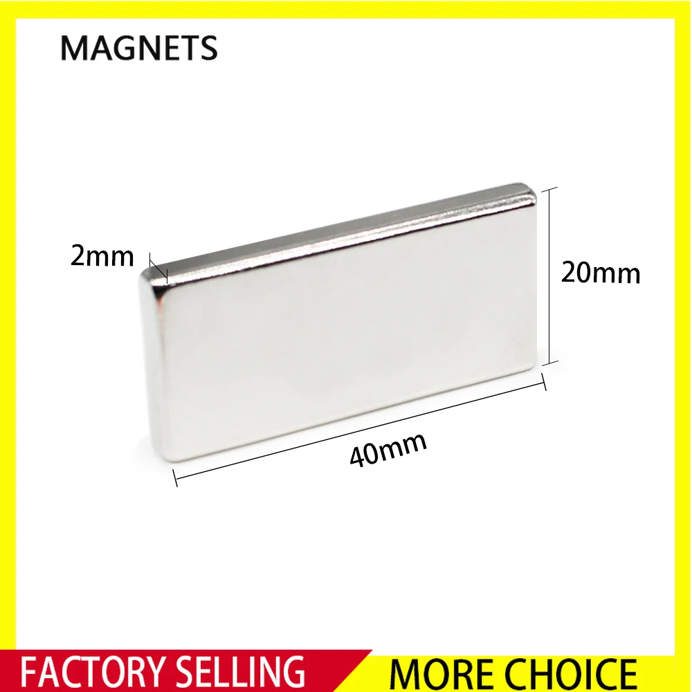2/5/10/15/20/50PCS 40x20x2mm Block Strong Powerful Magnets Long Rectangular Permanent Neodymium Magnet Sheet 40x20x2 40*20*2 mm
2/5/10/15/20/50PCS 40x20x2mm Block Strong Powerful Magnets Long Rectangular Permanent Neodymium Magnet Sheet 40x20x2 40*20*2 mm
