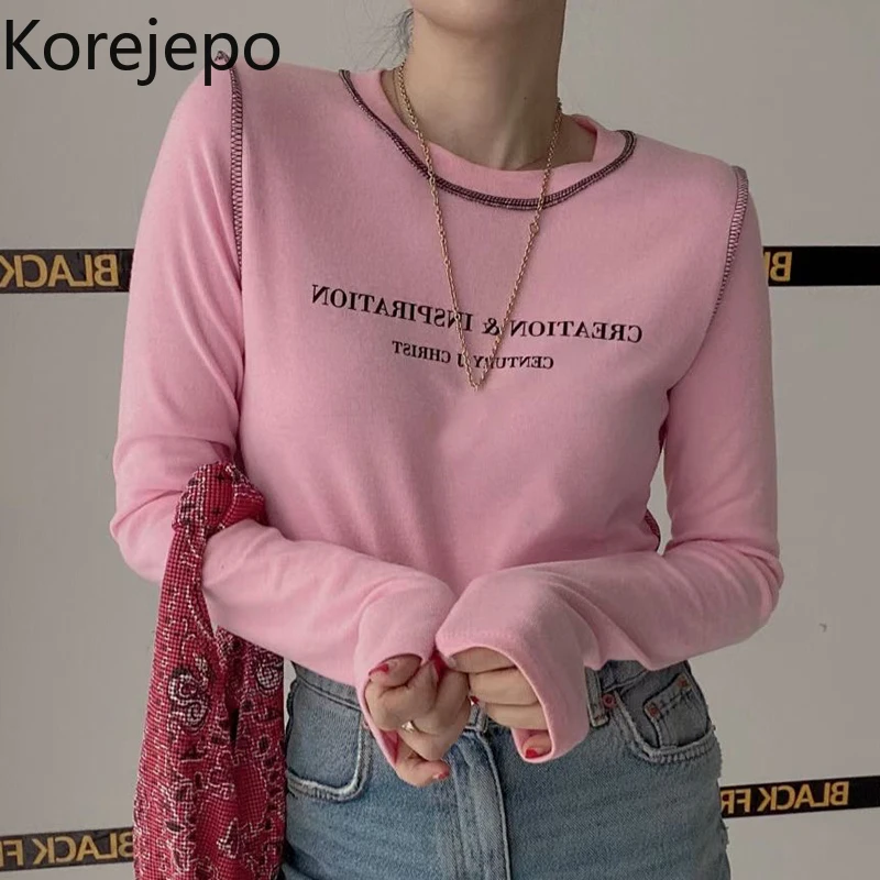 Korejepo Letter Printing T-shirt Women Spring 2022 New Korean Chic Personalized Simple Round Neck Contrast Long Sleeve Top
Korejepo Letter Printing T-shirt Women Spring 2022 New Korean Chic Personalized Simple Round Neck Contrast Long Sleeve Top