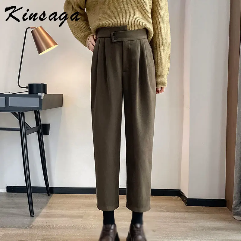 Модные черные шерстяные Костюмные брюки в Корейском стиле, женские винтажные прямые брюки Harun на пуговицах, повседневные мешковатые брюки д...
Модные черные шерстяные Костюмные брюки в Корейском стиле, женские винтажные прямые брюки Harun на пуговицах, повседневные мешковатые брюки д...