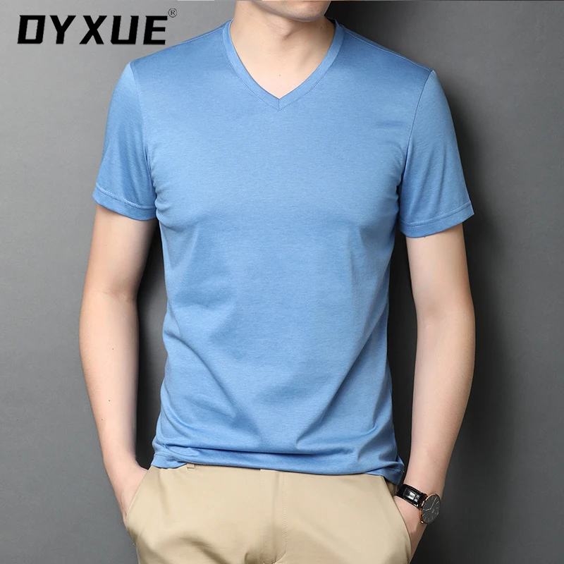 DYXUE Brand mulberry silk Cotton T-shirt Korean Fashion Men's Clothing Short Sleeve Printing Tops V-neck High-quality Pure Color
DYXUE Brand mulberry silk Cotton T-shirt Korean Fashion Men's Clothing Short Sleeve Printing Tops V-neck High-quality Pure Color