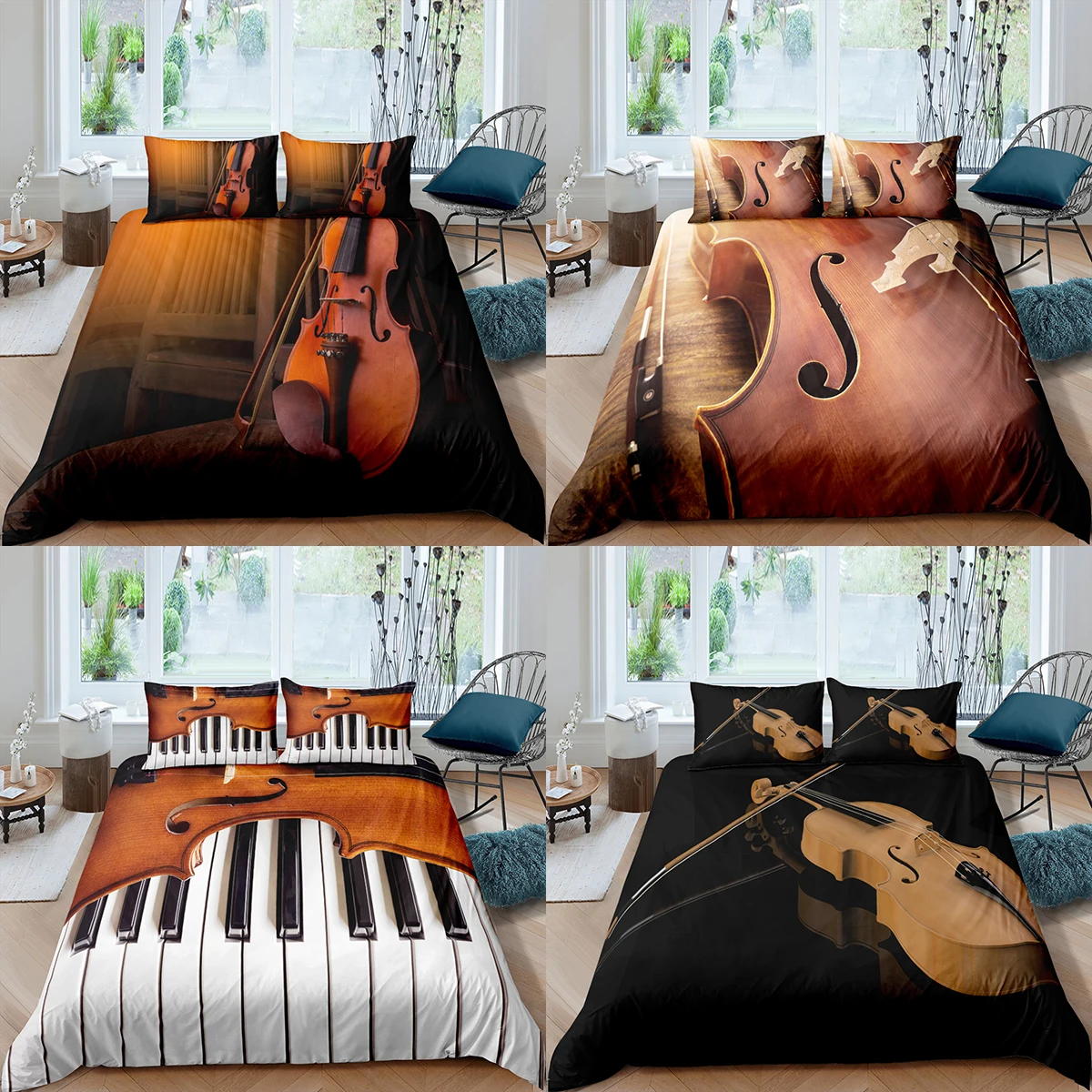 Home Textiles Luxury 3D Cello Duvet Cover Set Pillowcase Piano Bedding Set Queen and King Size Comforter Bedding Sets
Home Textiles Luxury 3D Cello Duvet Cover Set Pillowcase Piano Bedding Set Queen and King Size Comforter Bedding Sets