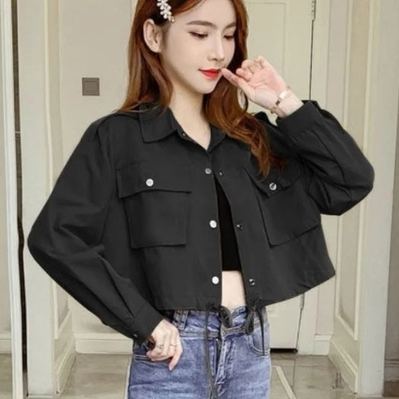 Basic Jacket Women's Spring Cropped Cargo Jacket Korean Tunic Lapel Streetwear Punk Girls Pocket Fashion Lace Up
Basic Jacket Women's Spring Cropped Cargo Jacket Korean Tunic Lapel Streetwear Punk Girls Pocket Fashion Lace Up