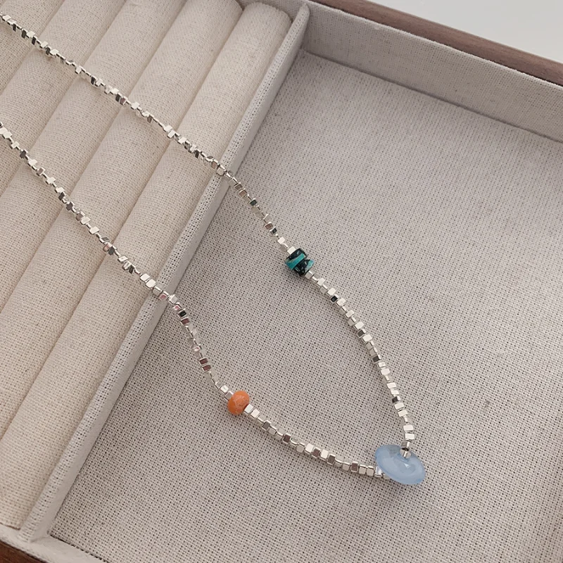 Minar Bohemia Rainbow Arcylic Beads Choker Necklace for Women Silver Color Metallic Strand Chain Pendant Necklaces Party Jewelry
Minar Bohemia Rainbow Arcylic Beads Choker Necklace for Women Silver Color Metallic Strand Chain Pendant Necklaces Party Jewelry