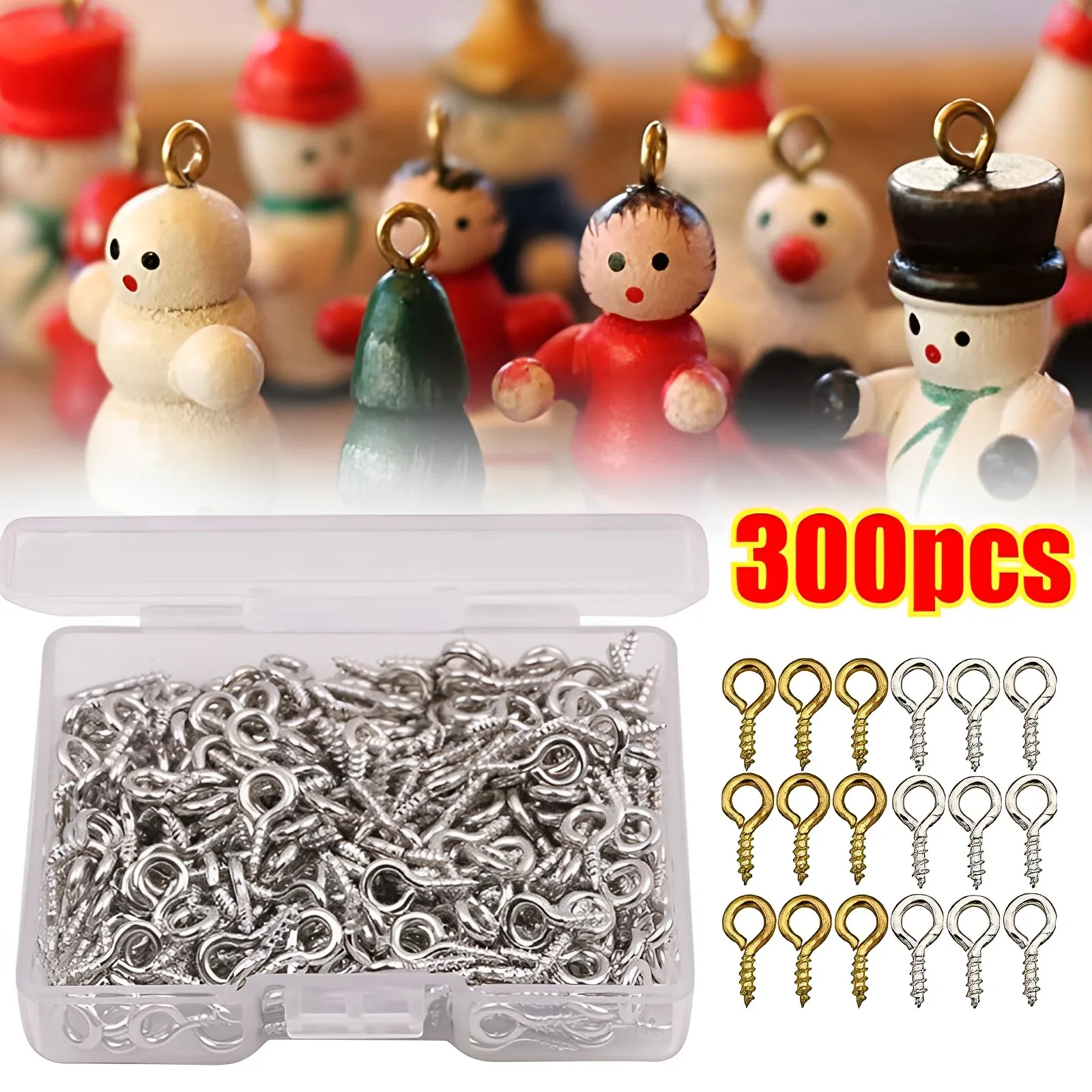 

300 Pcs Small Tiny Mini Eye Pins Eyepins Hooks Eyelets Screw Threaded Gold Silver Clasps Hooks Jewelry Findings for Making DIY