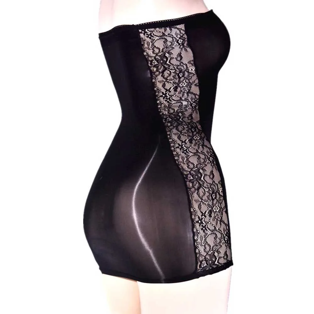 Womens Lace See-through Bodycon NightDress Oil Shiny Glossy Tube Top Patchwork Mini Dress Breathable Elasticity Party Culbwear
Womens Lace See-through Bodycon NightDress Oil Shiny Glossy Tube Top Patchwork Mini Dress Breathable Elasticity Party Culbwear