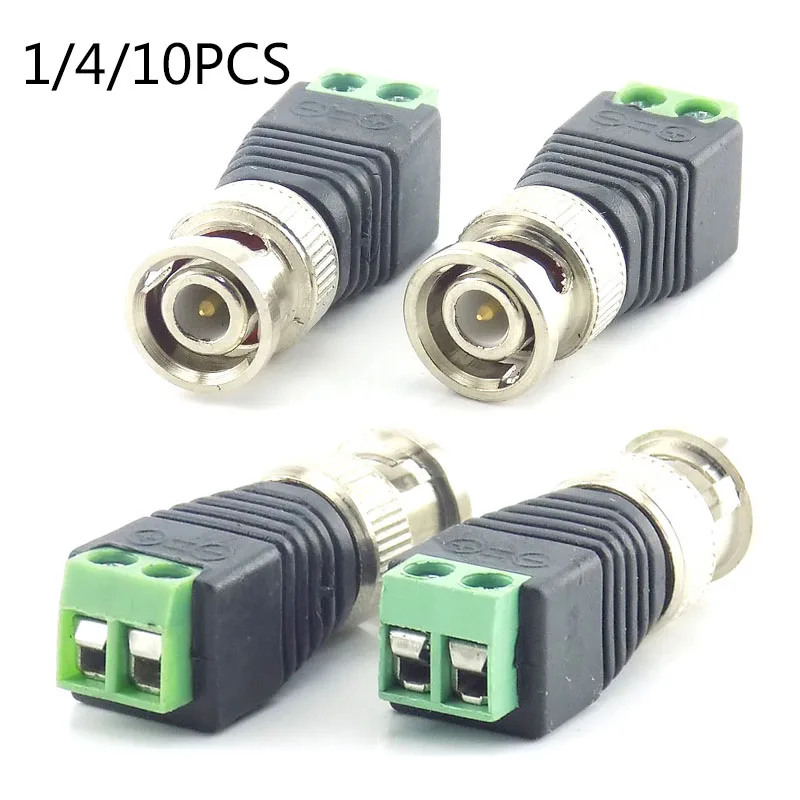 

1/4/10pcs DC BNC Male Connector Surveillance Plug Accessories Video Balun System Security Adapter Coax CAT5 for CCTV Camera D5