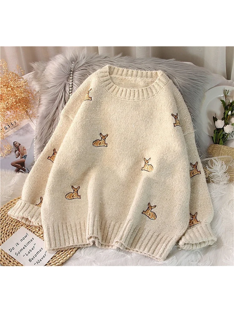 Solid Embroidery Sweater Women's Autumn Winter Thickening New Christmas All-match Western-style Knitted Sweater Pullovers Tops
Solid Embroidery Sweater Women's Autumn Winter Thickening New Christmas All-match Western-style Knitted Sweater Pullovers Tops