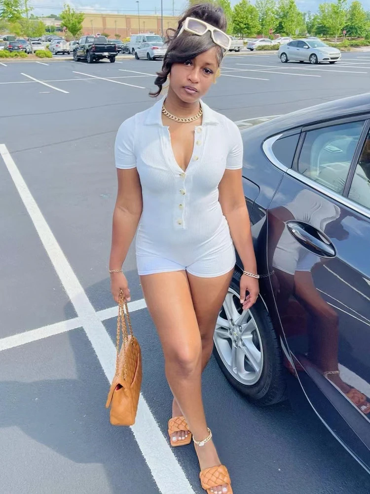 Simple Black White Slim Rompers Womens Jumpsuit Chic Polo Neck Short Sleeve One Piece Overalls Summer Single Breasted Playsuits
Simple Black White Slim Rompers Womens Jumpsuit Chic Polo Neck Short Sleeve One Piece Overalls Summer Single Breasted Playsuits