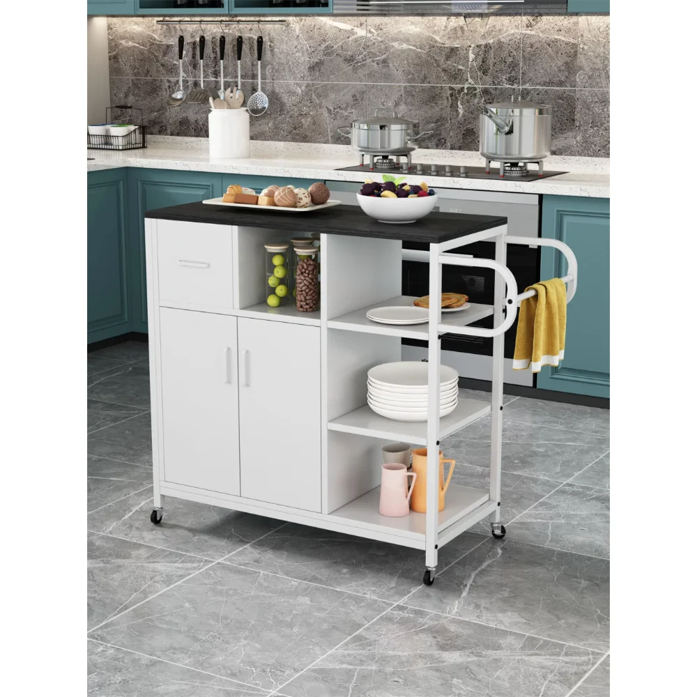 

Kitchen Cart,Kitchen Island Cart with Storage Cabinet and Wheels ，Durable and Strong，77.82 Lb，34.53 X 15.75 X 35.23 Inches