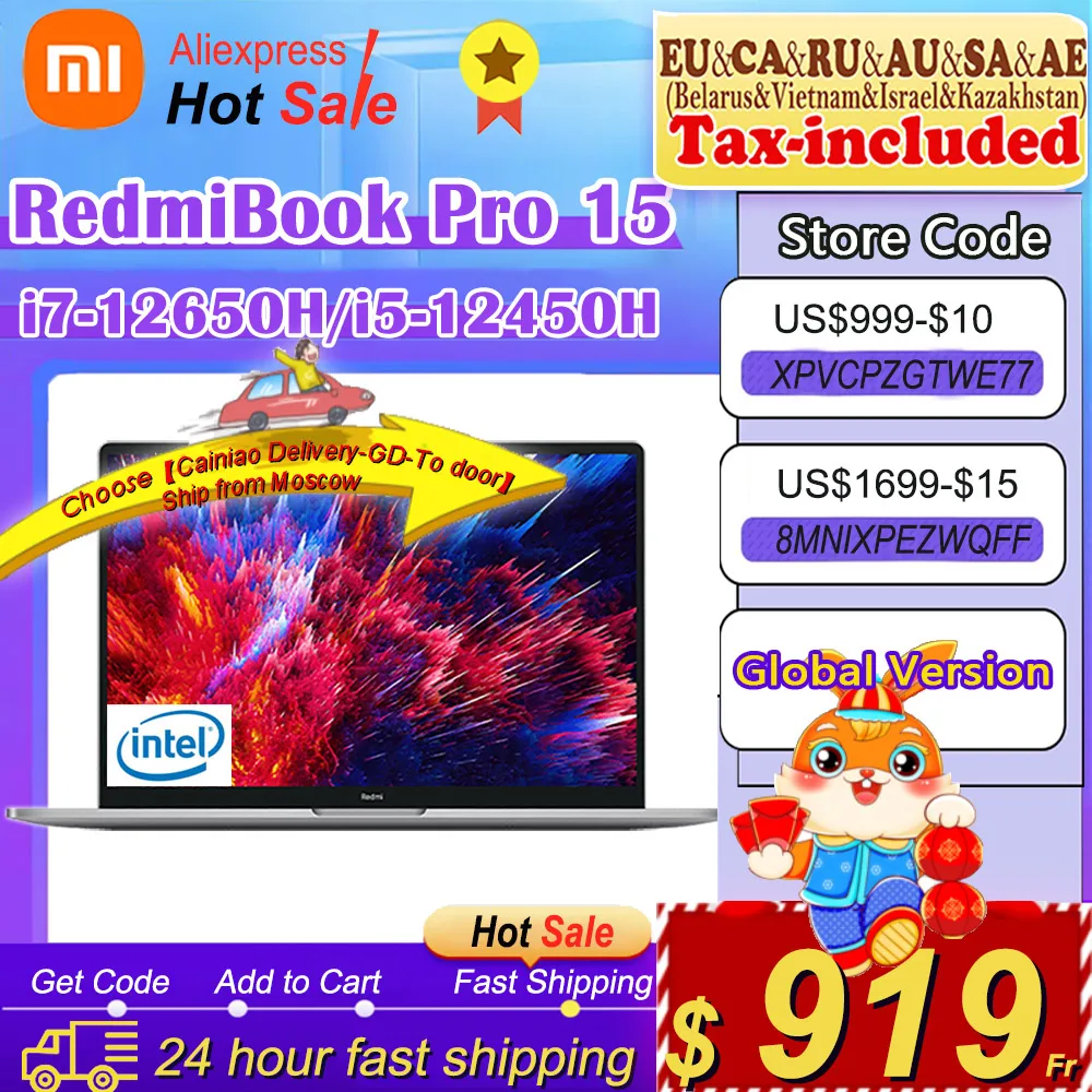 Ноутбук Xiaomi RedmiBook Pro 15 2022 дюйма Intel i7-12650H/i5 12450H RTX2050 16 Гб/32 ГБ ОЗУ 512 ГБ/1 ТБ SSD 3 2 K 90 Гц -