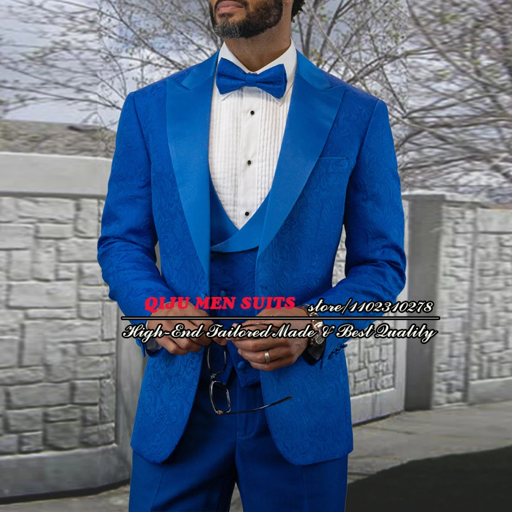 Formal Sutis Men Skinny Groom Wedding Tuxedo Custom Made Royal Blue Jacquard Blazer Sets Smoking Business Prom Trajes De Hombre
Formal Sutis Men Skinny Groom Wedding Tuxedo Custom Made Royal Blue Jacquard Blazer Sets Smoking Business Prom Trajes De Hombre