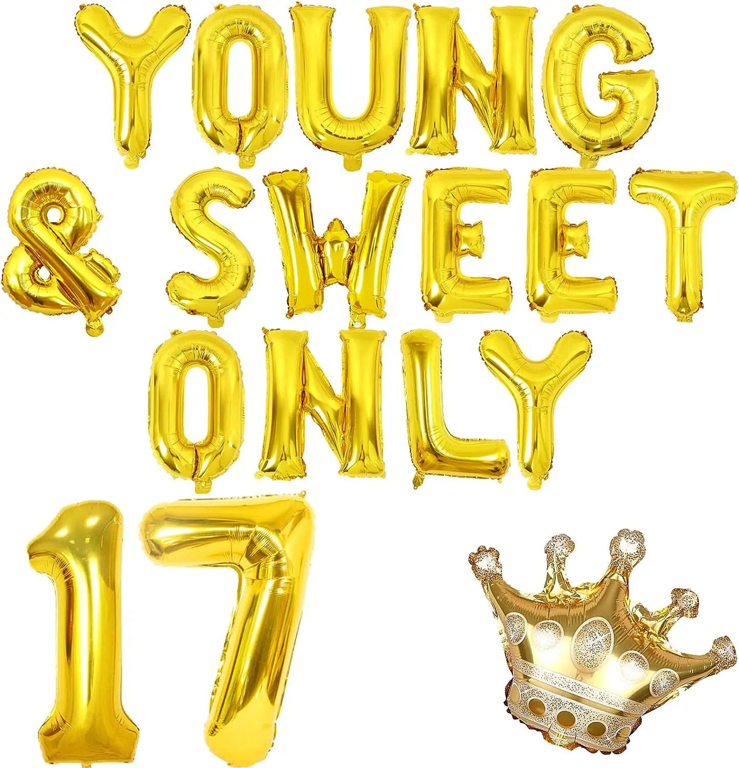 17th Birthday Decorations for Girls Young and Sweet Only 17 Balloon Banner Gold Crown Balloon Dancing Queen 17th Party Supplies
17th Birthday Decorations for Girls Young and Sweet Only 17 Balloon Banner Gold Crown Balloon Dancing Queen 17th Party Supplies