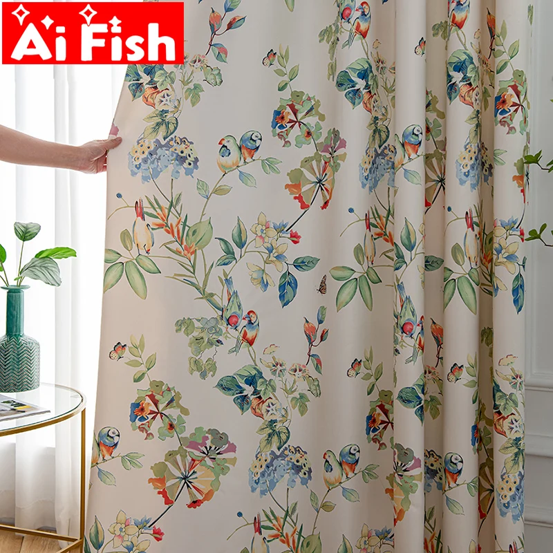 Flower Birds Semi-Shading Silk Satin Fabrics Bedroom Curtains American Country Pastoral Retro Blinds For Living Room Decoration
Flower Birds Semi-Shading Silk Satin Fabrics Bedroom Curtains American Country Pastoral Retro Blinds For Living Room Decoration
