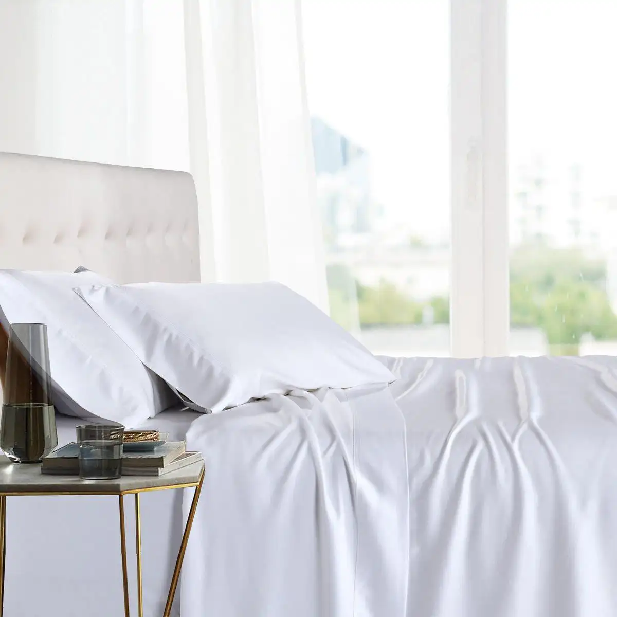 Luxury 100% Bamboo Viscose Sheets Super Soft & Cool Deep Pockets Sheet Sets - Queen Size- White
Luxury 100% Bamboo Viscose Sheets Super Soft & Cool Deep Pockets Sheet Sets - Queen Size- White