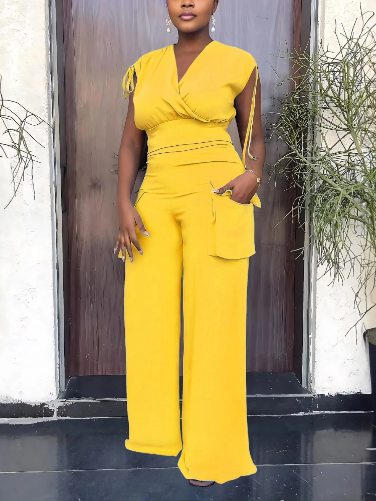 Two Piece Sets Women Outfits V Neck Sleeveless Shrring Lace Up Tops Empire Pockets Straight Trousers Causal Streetwear Pant Sets
Two Piece Sets Women Outfits V Neck Sleeveless Shrring Lace Up Tops Empire Pockets Straight Trousers Causal Streetwear Pant Sets
