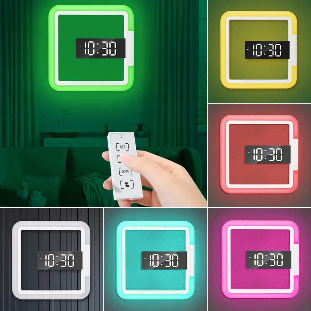 3D RGB LED Wall Clock Digital Table Clock Alarm Mirror Hollow Wall Clock Modern Design Nightlight For Home Living Room Silent
3D RGB LED Wall Clock Digital Table Clock Alarm Mirror Hollow Wall Clock Modern Design Nightlight For Home Living Room Silent