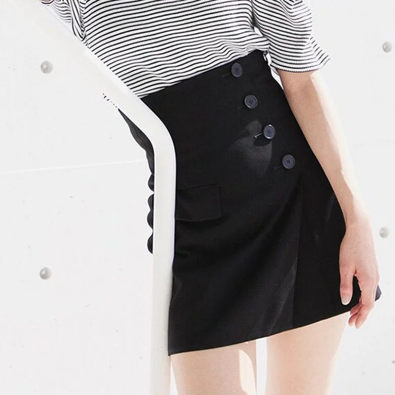

Neploe Fashion Solid Skirt Summer Faldas High Jupes Japanese Waist Button Denim Slim Culottes Arrival Mini Mujer New Slit
