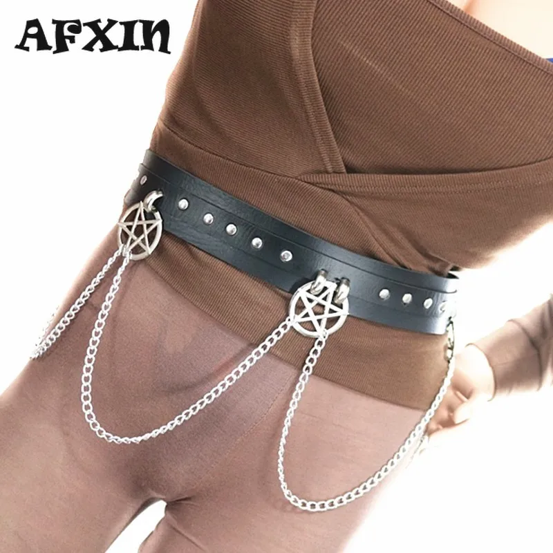 Goth Punk Pentagram Chain Belt for Alt Skirts Harajuku Pu Leather Waist Chain Gothic Accessories School Girl Nightclub
Goth Punk Pentagram Chain Belt for Alt Skirts Harajuku Pu Leather Waist Chain Gothic Accessories School Girl Nightclub