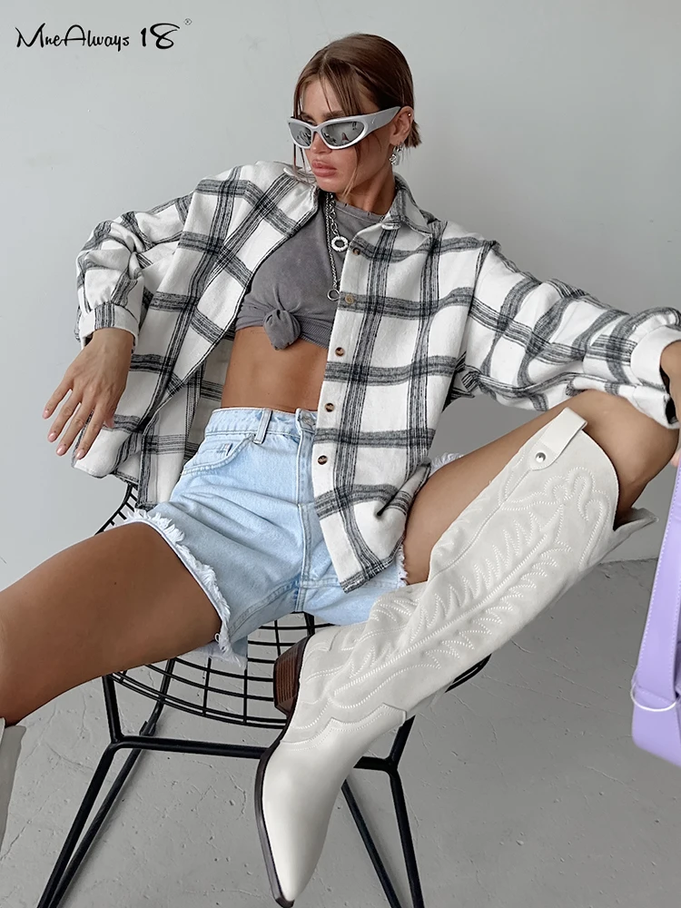 

Mnealways18 Oversize Gingham Shirts Classic Women Long Sleeve Oversize Button Blouses And Tops Autumn 2023 Plaid Loose Shirts