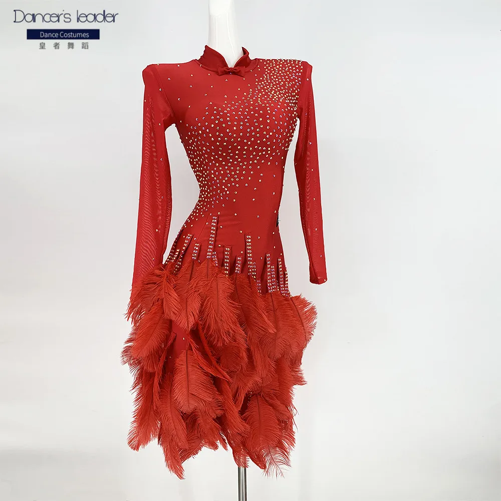 High End Custom Latin Dance Open Back Small Sequin False Feather Tail Skirt, Cha Cha Tango Female Adult Stage Professional Dress
High End Custom Latin Dance Open Back Small Sequin False Feather Tail Skirt, Cha Cha Tango Female Adult Stage Professional Dress