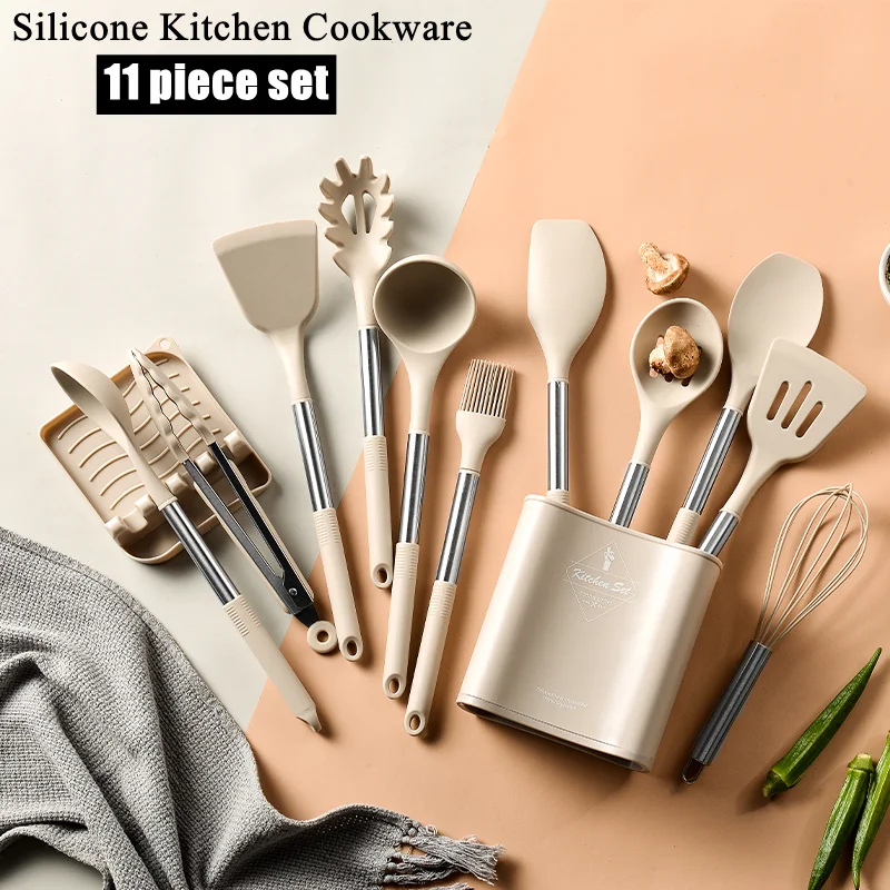 Silicone Kitchen Cookware Kitchenware Non-stick Cake BBQ Cooking Tool Spatula Ladle Egg Beaters Shovel Spoon Soup Utensils Set
Silicone Kitchen Cookware Kitchenware Non-stick Cake BBQ Cooking Tool Spatula Ladle Egg Beaters Shovel Spoon Soup Utensils Set