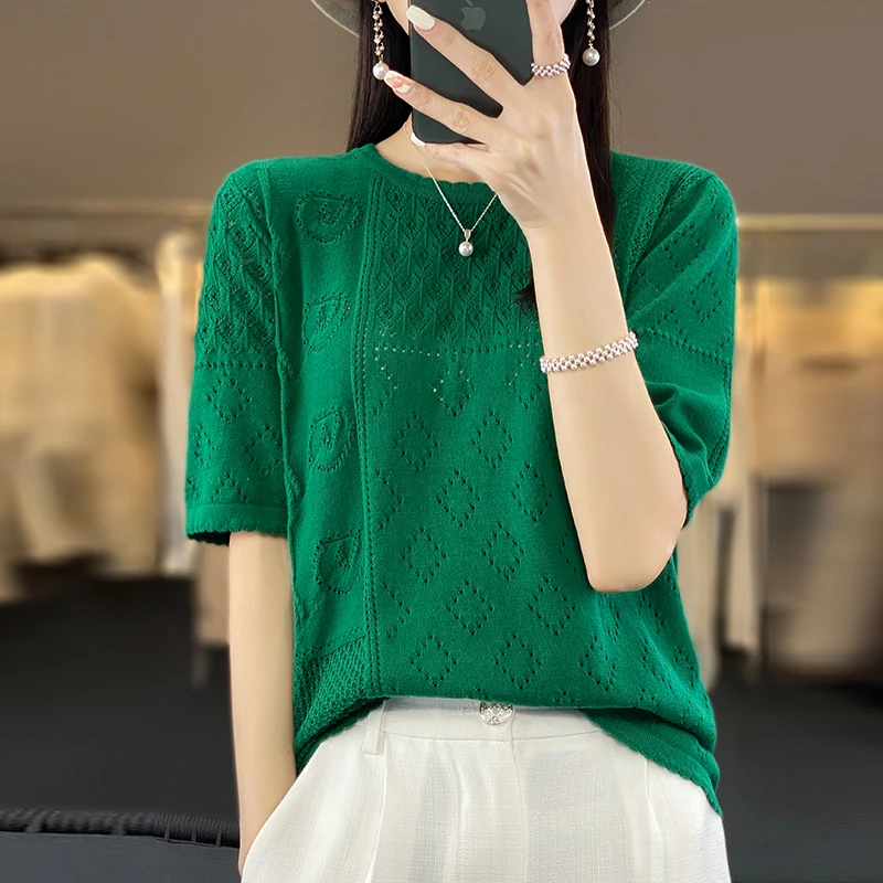100% Cotton Short Sleeve 2023 Summer New Women's Round Neck Pullover Short Sleeve Loose Knitted Top Casual Fashion T-shirt
100% Cotton Short Sleeve 2023 Summer New Women's Round Neck Pullover Short Sleeve Loose Knitted Top Casual Fashion T-shirt