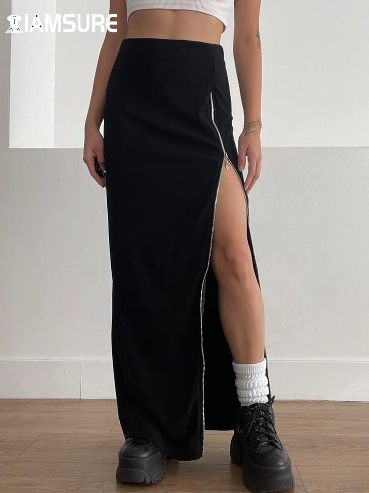IAMSURE Dark Solid Zipper Split Skirt Casual Gothic High Waisted Straight Skirts Women 2023 Summer Fashion Ladies Streetwear
IAMSURE Dark Solid Zipper Split Skirt Casual Gothic High Waisted Straight Skirts Women 2023 Summer Fashion Ladies Streetwear