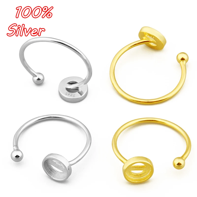 925 Sterling Silver Gold Ring Bases Blank Fit 6mm Cabochons Cameo Settings Tray DIY Jewelry Making Man Woman Ring Accessories
925 Sterling Silver Gold Ring Bases Blank Fit 6mm Cabochons Cameo Settings Tray DIY Jewelry Making Man Woman Ring Accessories