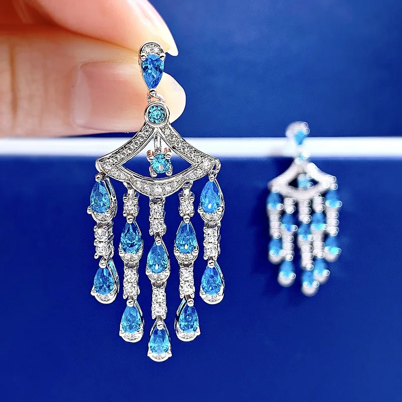 S925 Sterling Silver Sea Blue Charm Series Earrings Full Set High Carbon Diamond 3*5mm Drop Earrings Jewelry 2022 New
S925 Sterling Silver Sea Blue Charm Series Earrings Full Set High Carbon Diamond 3*5mm Drop Earrings Jewelry 2022 New