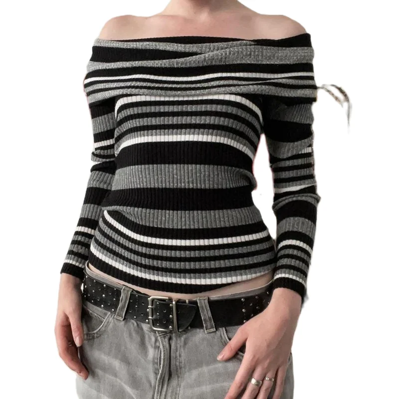 Vintage Aesthetic Grunge Y2K Crop Tops Retro Cottage Striped Off Shoulder T-shirt Chic Women Elegant Long Sleeve Slim Fit Tees
Vintage Aesthetic Grunge Y2K Crop Tops Retro Cottage Striped Off Shoulder T-shirt Chic Women Elegant Long Sleeve Slim Fit Tees