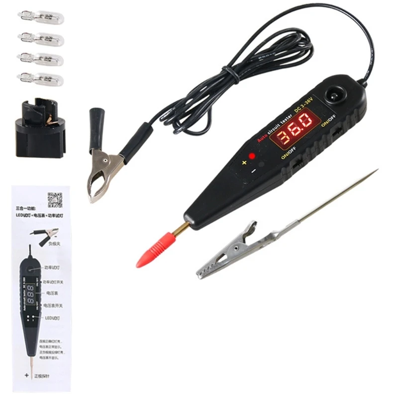 Automotive Circuit Tester with Voltmeter Probe-Kit Power Circuit Diagnostic Tool
Automotive Circuit Tester with Voltmeter Probe-Kit Power Circuit Diagnostic Tool