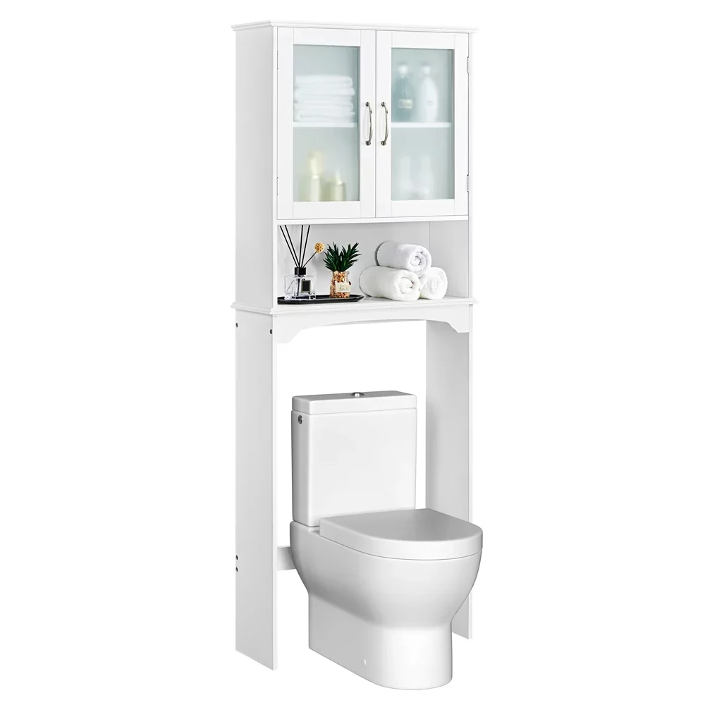Wooden Over the Toilet Storage Cabinet 3-Shelf for Bathroom, White 
Wooden Over the Toilet Storage Cabinet 3-Shelf for Bathroom, White