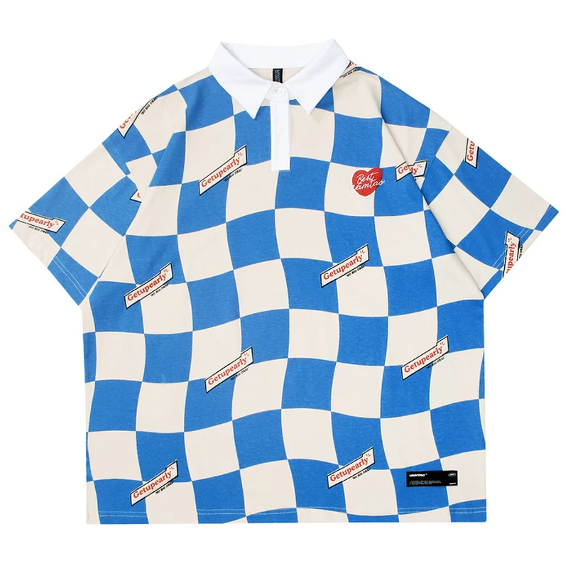 Mens Turn-down Collar Polo t shirts Unisex Short Sleeve 2022 Summer Casual Oversized T-shirt 100%Cotton Plaid Top High Quality
Mens Turn-down Collar Polo t shirts Unisex Short Sleeve 2022 Summer Casual Oversized T-shirt 100%Cotton Plaid Top High Quality