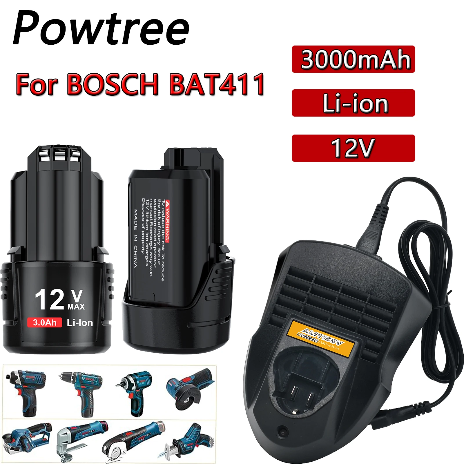 12V 3000mah Li-ion Rechargeable Battery For BOSCH BAT412A BAT413A D-70745GOP 2607336013 2607336014 PS20-2 Battery Charge
12V 3000mah Li-ion Rechargeable Battery For BOSCH BAT412A BAT413A D-70745GOP 2607336013 2607336014 PS20-2 Battery Charge