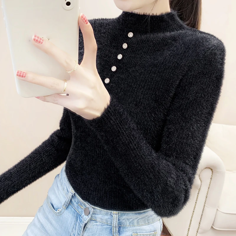 2023 Autumn Winter Thick Velvet Button Sweater Women Knitted Pullover Sweaters Long Sleeve Slim Jumpers Soft Warm Top Pull Femme
2023 Autumn Winter Thick Velvet Button Sweater Women Knitted Pullover Sweaters Long Sleeve Slim Jumpers Soft Warm Top Pull Femme