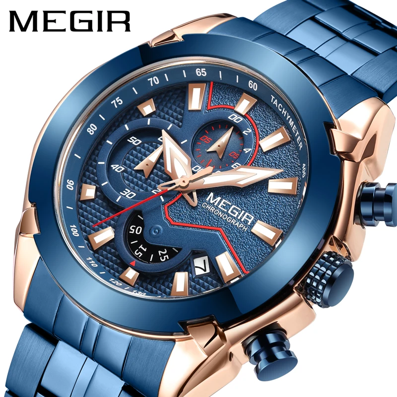 MEGIR Original Quartz Watch For Men Luminous Multi-Function Chronograph Calendar Waterproof Stainless Steel Relojes 2065
MEGIR Original Quartz Watch For Men Luminous Multi-Function Chronograph Calendar Waterproof Stainless Steel Relojes 2065