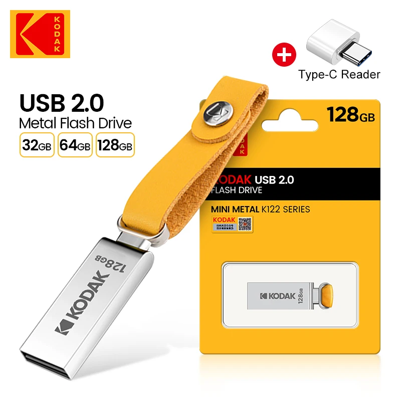 KODAK USB Flash Drives Mini Pen Drive 128GB 64GB 32GB Pendrive Waterproof USB Memory Stick Leather Landyard + type C adapter
KODAK USB Flash Drives Mini Pen Drive 128GB 64GB 32GB Pendrive Waterproof USB Memory Stick Leather Landyard + type C adapter