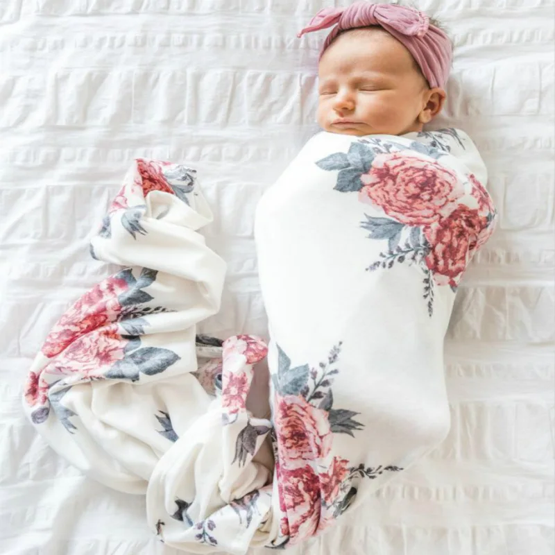 

Спальный мешок для новорожденных и девочек, муслиновая Ночная ткань с повязкой на голову, шапка-тюрбан для новорожденных, пеленальная одежд...