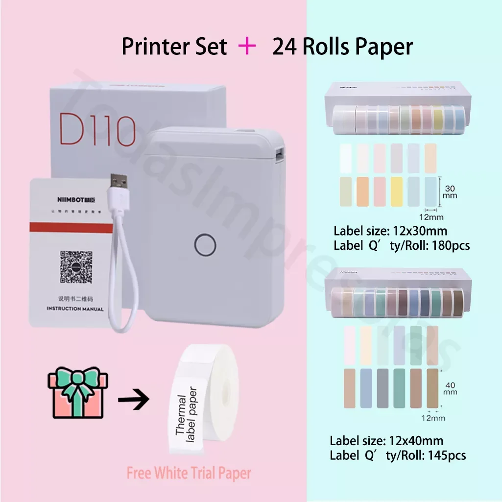 Niimbot D110 Wireless Bluetooth Label Printers Cable Label Maker Portable Printer Tape Office Home Indoor Outdoor Marking Labels
Niimbot D110 Wireless Bluetooth Label Printers Cable Label Maker Portable Printer Tape Office Home Indoor Outdoor Marking Labels
