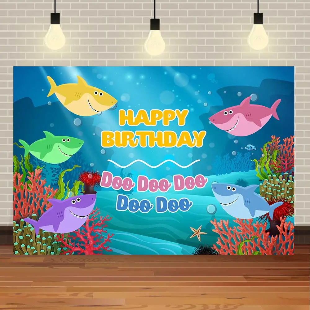 

NeoBack День Рождения мультфильм Акула ракушка Морская звезда ребенок подводный мир Вечеринка баннер фото фон фотография фон