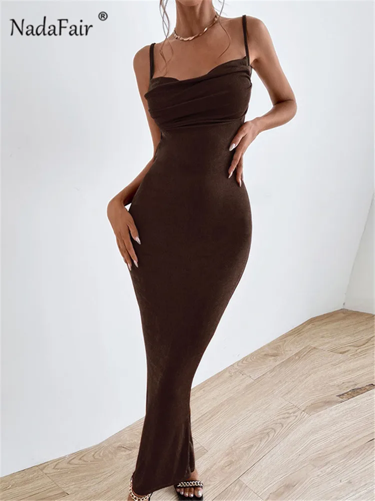 Nadafair Slash Neck Backless Sexy Midi Dress fow Women Brown Spaghetti Strap High Waist Ruched Club Bodycon Dress Summer Skinny
Nadafair Slash Neck Backless Sexy Midi Dress fow Women Brown Spaghetti Strap High Waist Ruched Club Bodycon Dress Summer Skinny