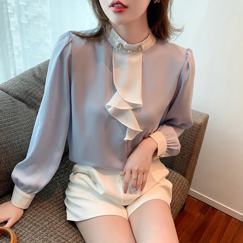 White Blusas Mujer De Moda New Pullover Spring New Ruffled Color matching Blouse Shirts Female Long Sleeve Ladies Tops 529J
White Blusas Mujer De Moda New Pullover Spring New Ruffled Color matching Blouse Shirts Female Long Sleeve Ladies Tops 529J
