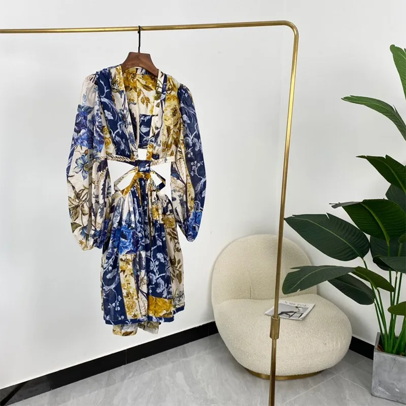 

Женское Хлопковое платье с вырезами, элегантная винтажная одежда с длинным рукавом, весна-лето 2021