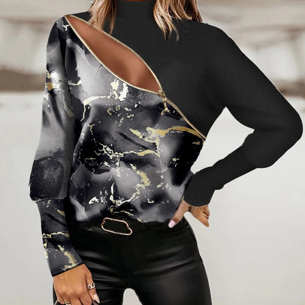 Women Fashion Long Sleeve T-Shirt Casual OL Commuter Zipper Printing Patchwork Round Neck Slim Pullover Spring Fall Ladies Tops
Women Fashion Long Sleeve T-Shirt Casual OL Commuter Zipper Printing Patchwork Round Neck Slim Pullover Spring Fall Ladies Tops