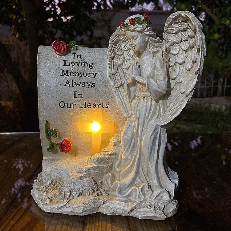 Creative Resin Solar Lamp Decoration Cemetery Angel Monument Decorations Memorial Inscription Statue Candle Home Garden Decor
Creative Resin Solar Lamp Decoration Cemetery Angel Monument Decorations Memorial Inscription Statue Candle Home Garden Decor