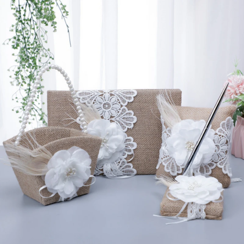 Romantic European Style Lace Ring Pillow Wedding Party Ceremony Flower Basket Guest Sign Book Marriage Decoration Supplies
Romantic European Style Lace Ring Pillow Wedding Party Ceremony Flower Basket Guest Sign Book Marriage Decoration Supplies