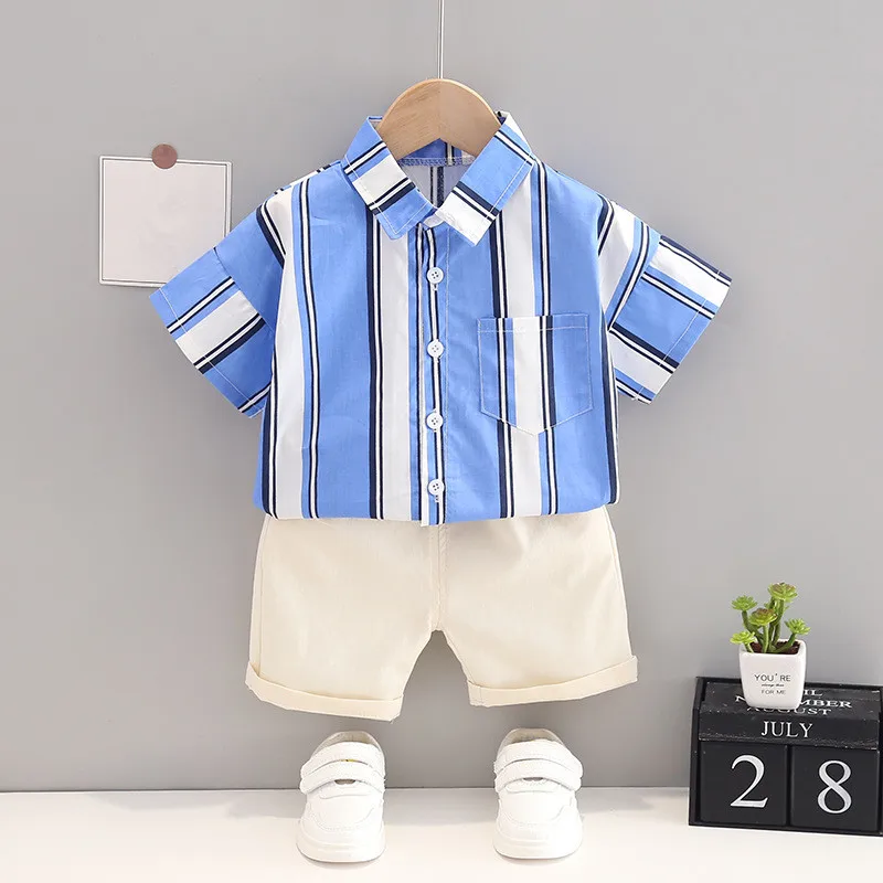 2022 Boys Clothes Summer Casual Striped Lapel Shirts Pants Kids Clothing Set 2 Pieces Baby Suits
2022 Boys Clothes Summer Casual Striped Lapel Shirts Pants Kids Clothing Set 2 Pieces Baby Suits
